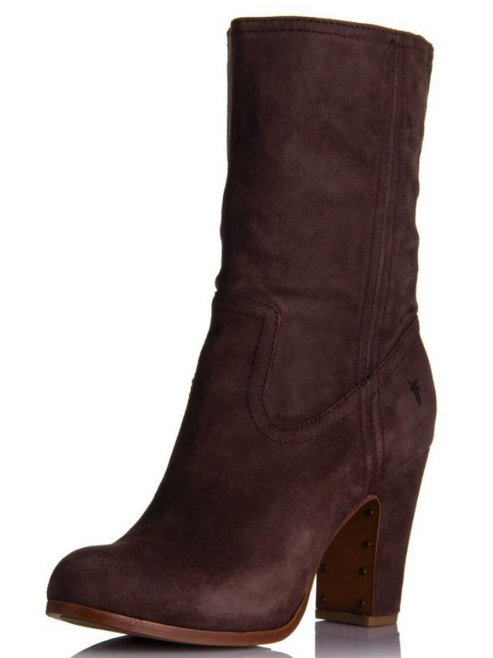 Frye Mirabelle Short Boot Dark Brown Suede Mid Calf